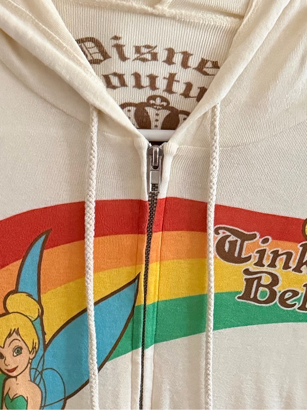 Disney Tinker Bell Graphic Zip Hoodie - Cream with Rainbow Accents - Picture 4 of 4